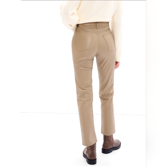 High Rise Faux-Leather Cheeky Straight Pants - Picture 2 of 9